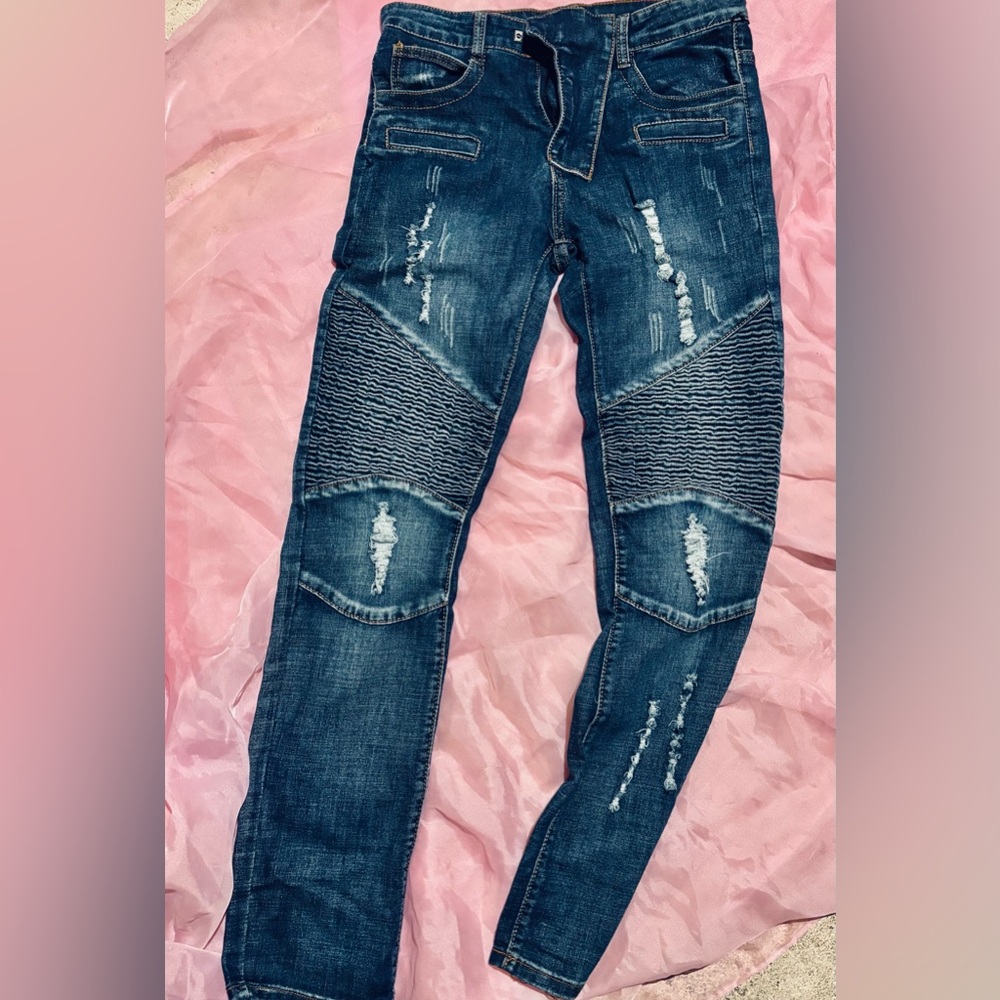 Stylish Distressed Blue Jeans
